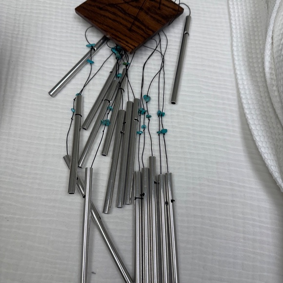 WOODSTOCK MYSTIC SPIRAL TURQUOISE Stone WIND CHIMES Wood Metal Feng Shui NIB NEW - Picture 9 of 17